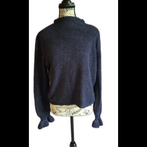 BB Dakota mockneck blue festive sparkly victorian holiday sweater M